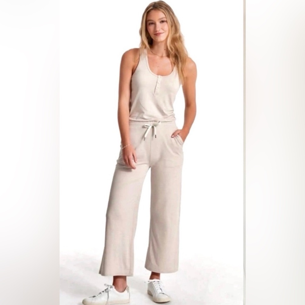 Vuori Cream Sleeveless Jumpsuit